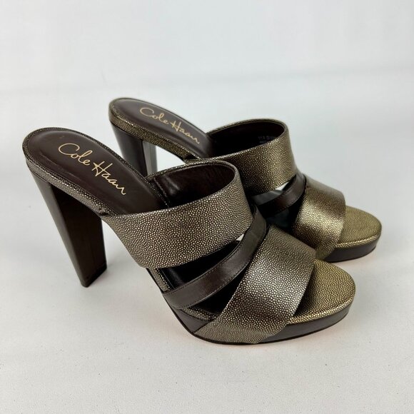 Cole Haan Shoes - Cole Haan Womens NikeAir Strappy Heeled Sandals Brown Speckled Leather size 8.5B
